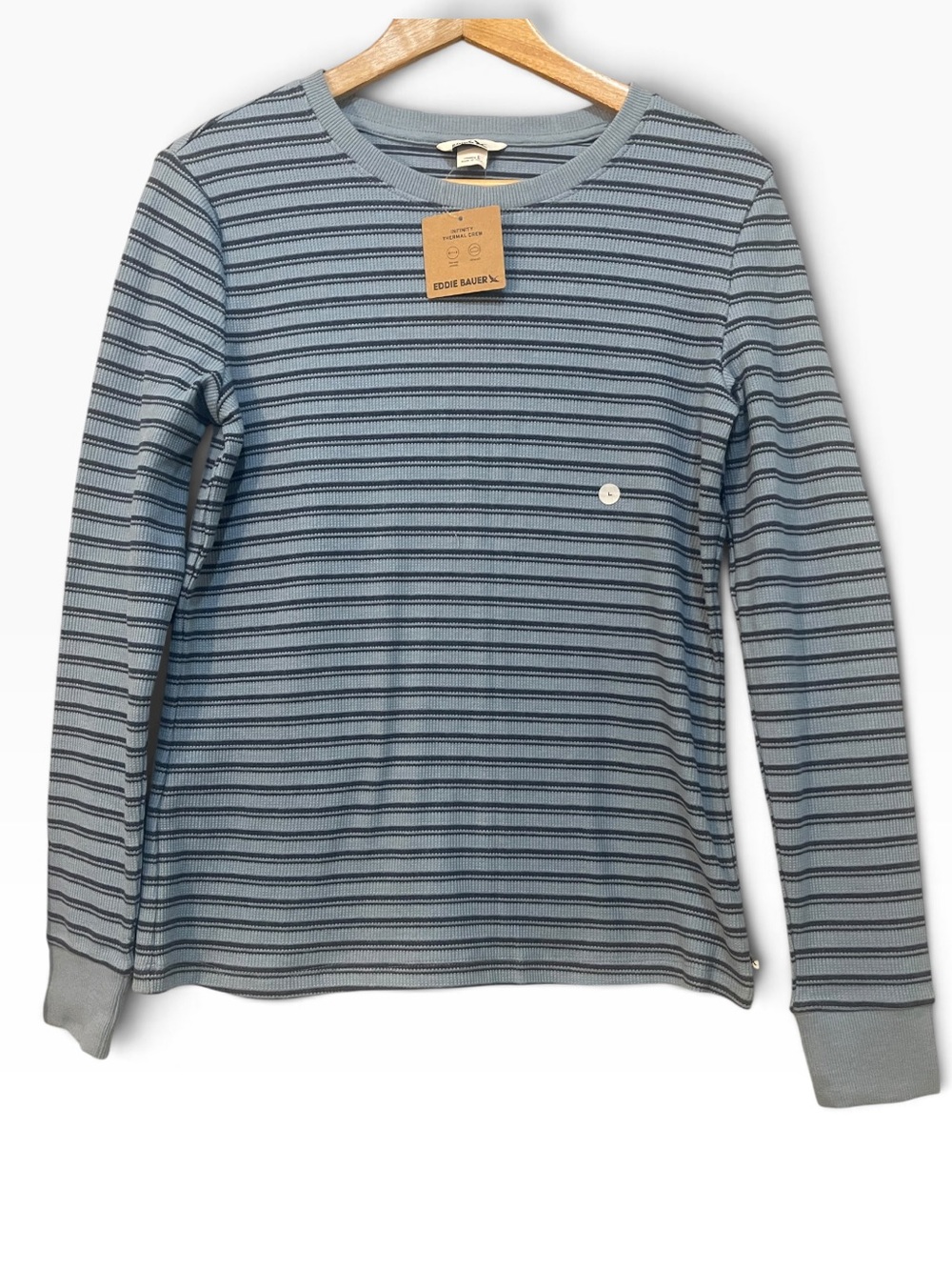 Eddie Bauer Women's Infinity Thermal Crew Blue Striped L